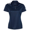adidas Women's Collegiate Navy/White 3 Stripe Shoulder Sport Polo