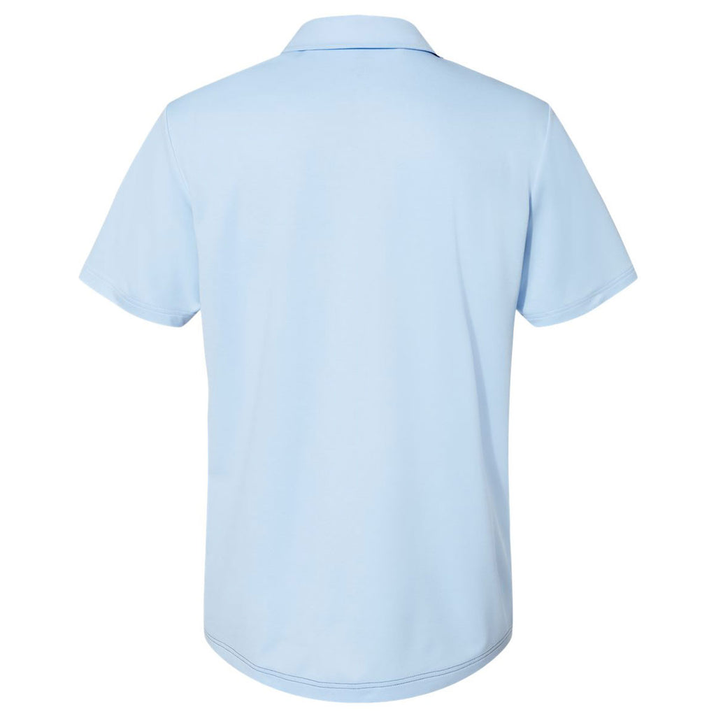 adidas Men's Glow Blue Heather/Collegiate Navy Heather Heathered Colorblock 3-Stripes Sport Shirt