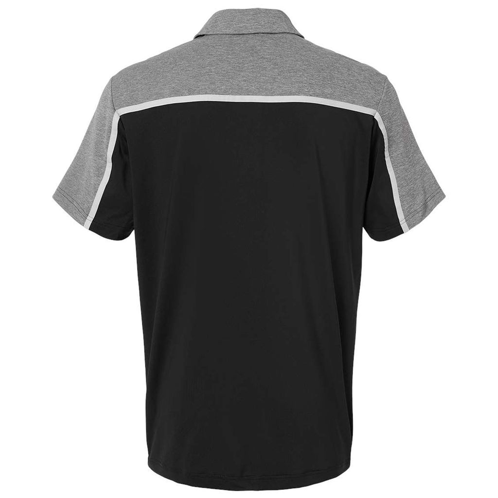 Adidas Men's Black/Grey Two/Grey Five Melange Ultimate Colorblocked Polo