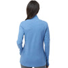 adidas Women's Focus Blue Melange 3-Stripes Quarter Zip Pullover