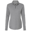 adidas Women's Grey Three Melance 3-Stripes Quarter Zip Pullover