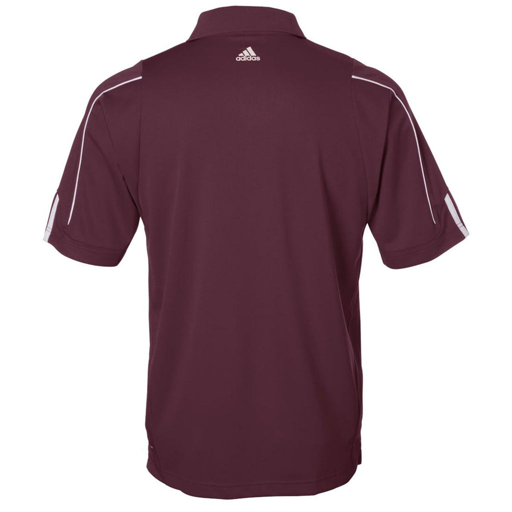 adidas Golf Men's Collegiate Burgundy/White Climalite 3-Stripes Cuff Sport Shirt