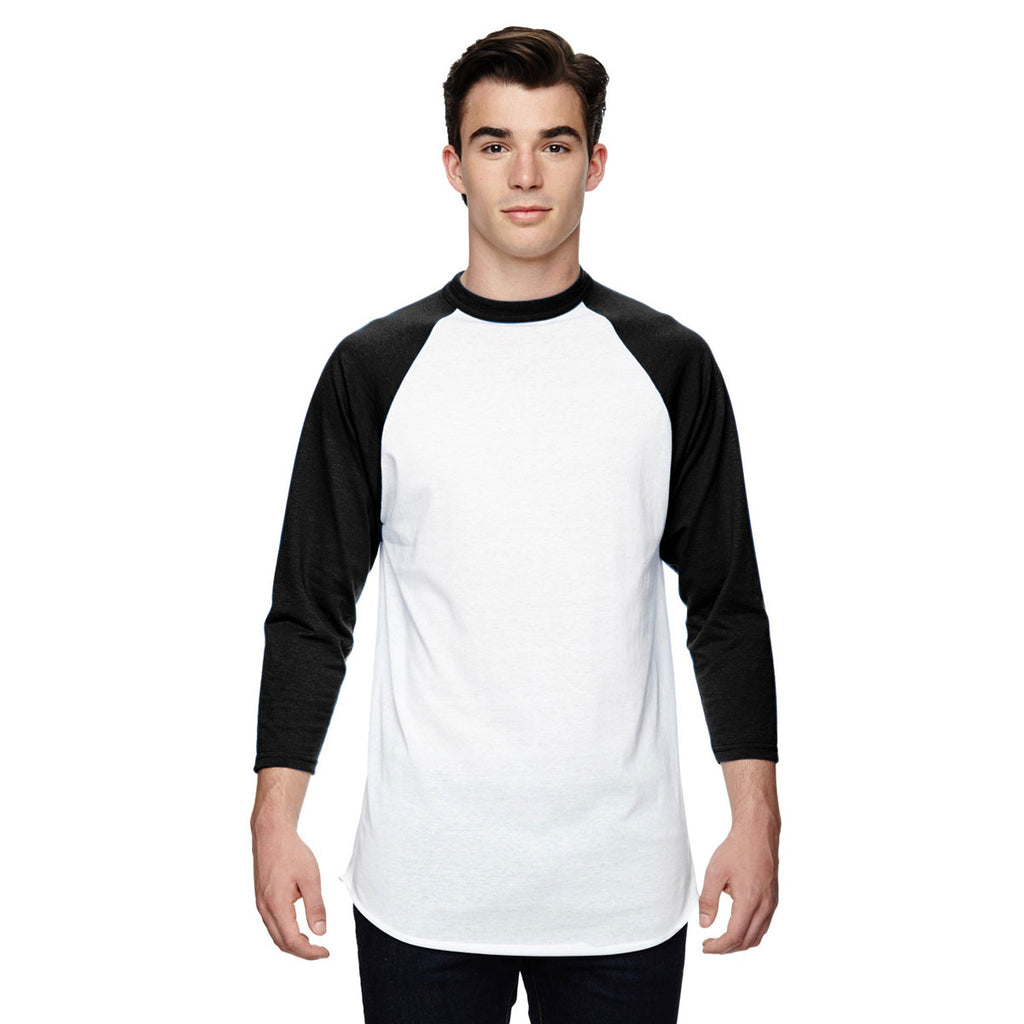 Augusta Sportswear Men's White/Black 3/4-Sleeve Baseball Jersey