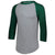 Augusta Sportswear Men's Athletic Heather/Dark Green 3/4-Sleeve Baseball Jersey