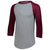 Augusta Sportswear Men's Athletic Heather/Maroon 3/4-Sleeve Baseball Jersey
