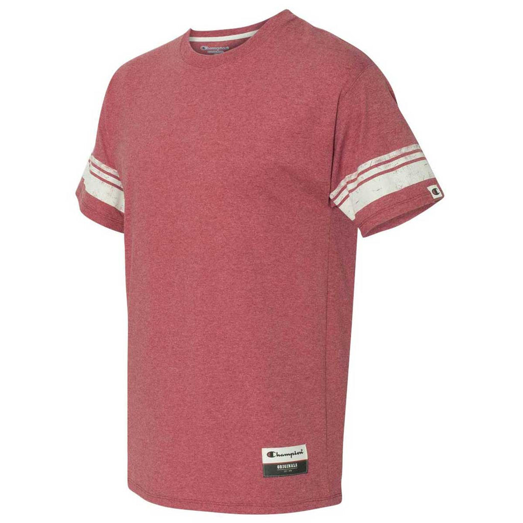 Champion Men's Carmine Red Heather Originals Triblend Varsity Tee