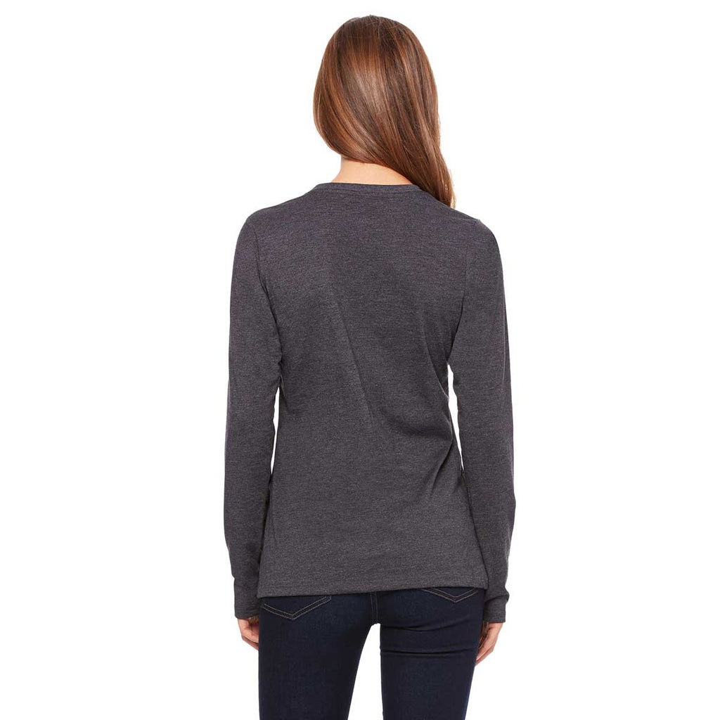 Bella + Canvas Women's Dark Grey Heather Jersey Long-Sleeve T-Shirt