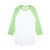 American Apparel Unisex White/Neon Green Poly-Cotton Baseball Raglan Tee