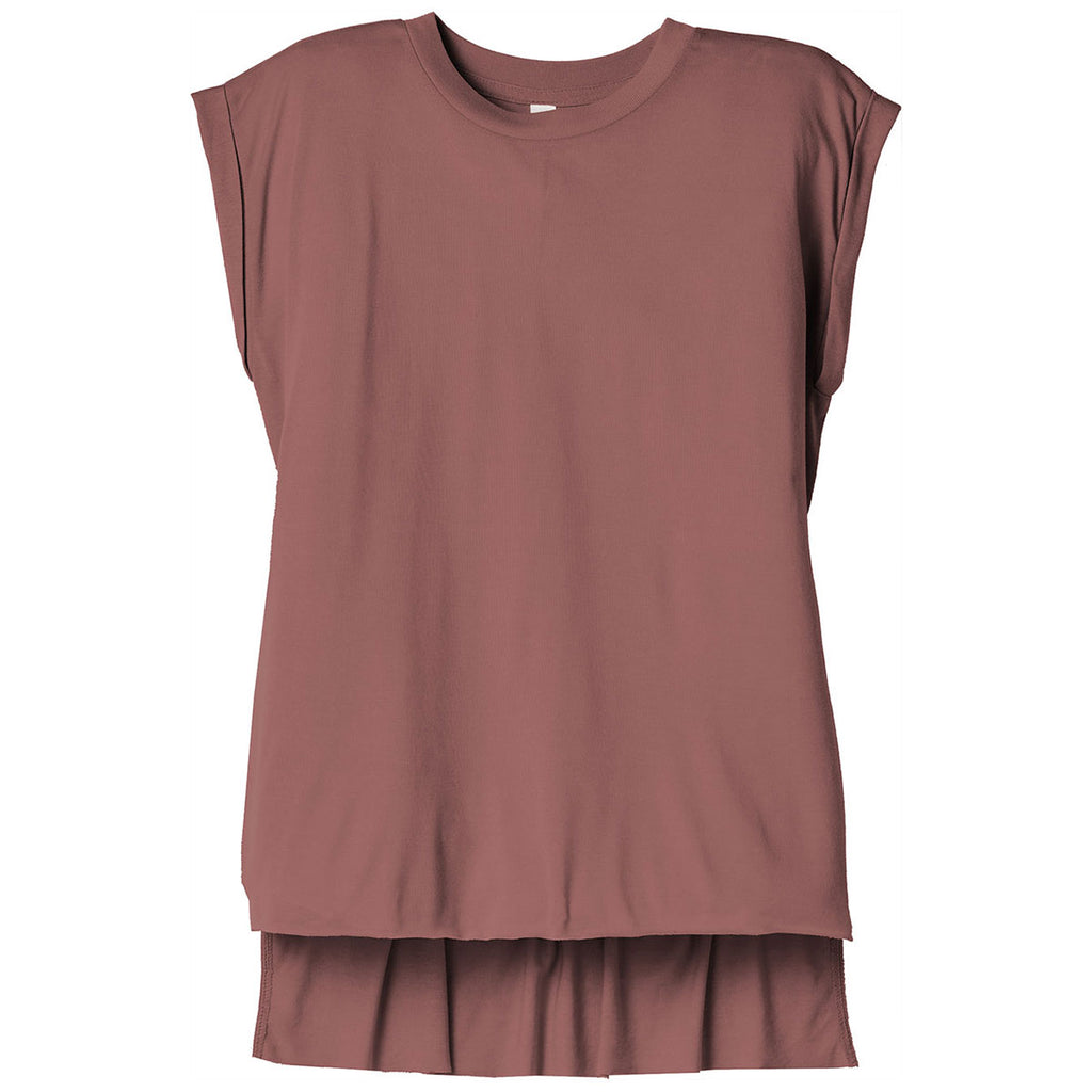 BELLA+CANVAS Women's Mauve Flowy Muscle Tee With Rolled Cuffs