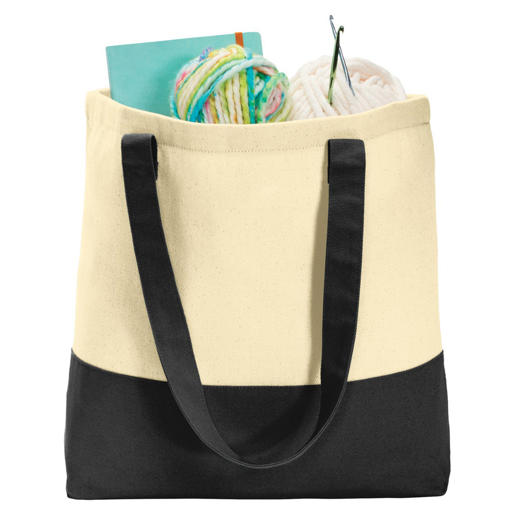 Port Authority Natural/Black Colorblock Cotton Tote