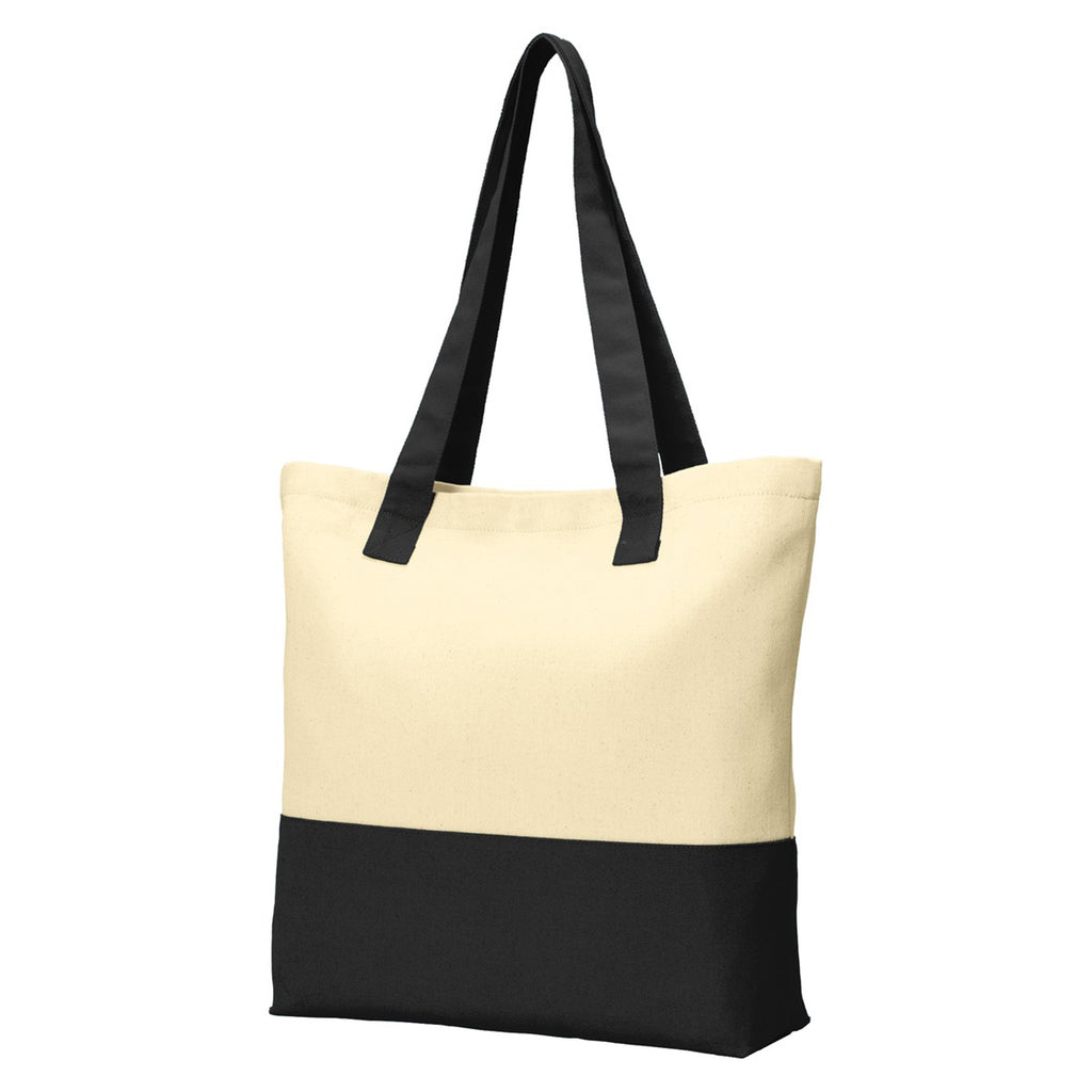 Port Authority Natural/Black Colorblock Cotton Tote