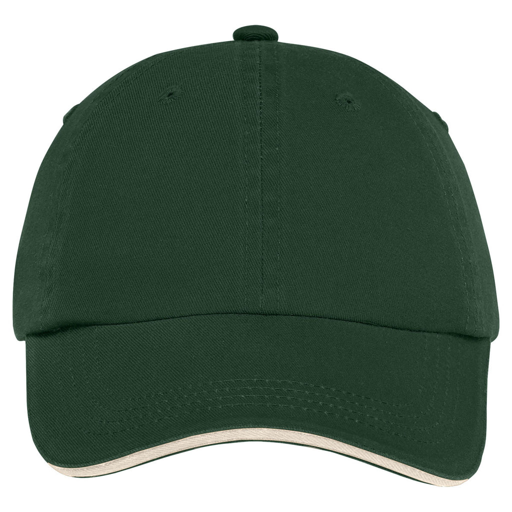 Port Authority Hunter/Stone Sandwich Bill Cap with Striped Closure