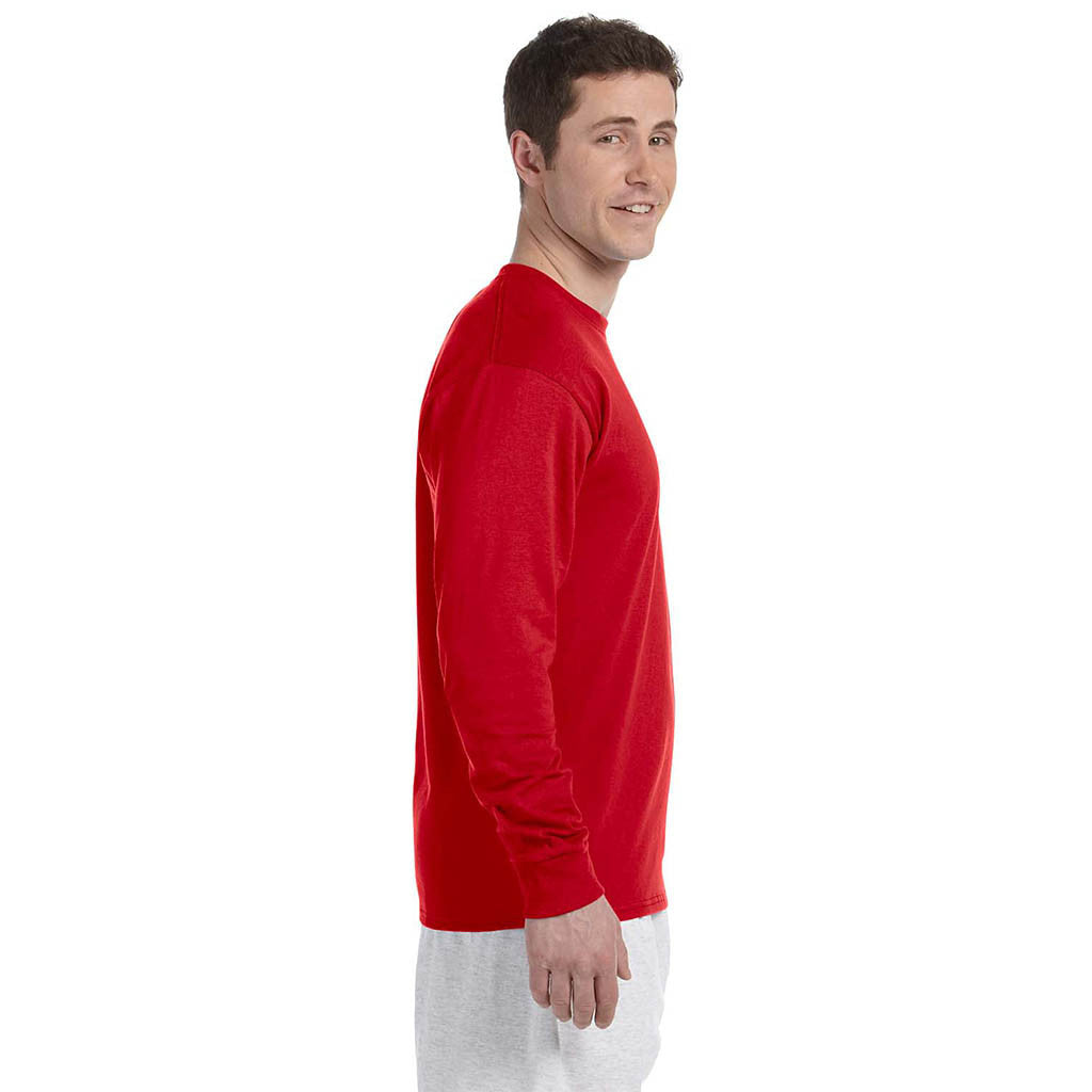 Champion Men's 5.2 oz Red L/S Tagless T-Shirt