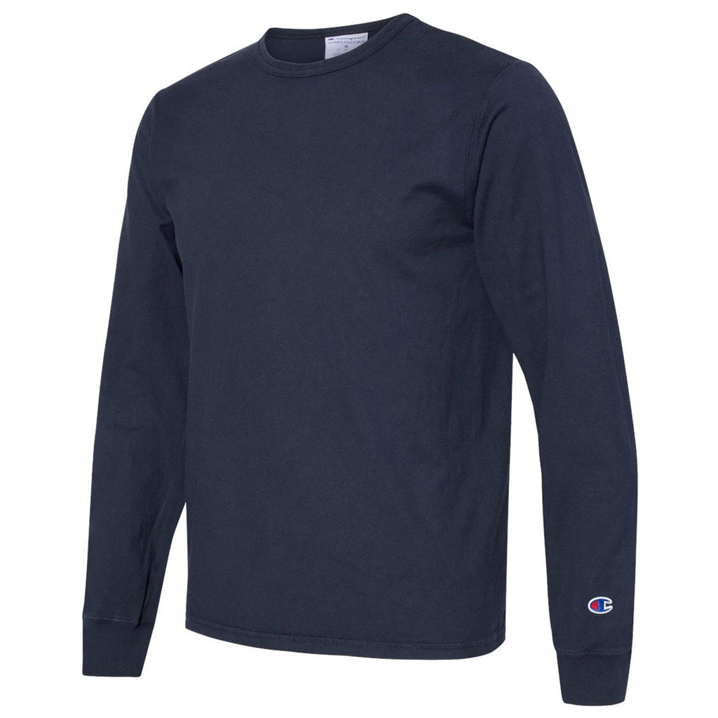 Champion Men's Navy Garment Dyed Long Sleeve T-Shirt