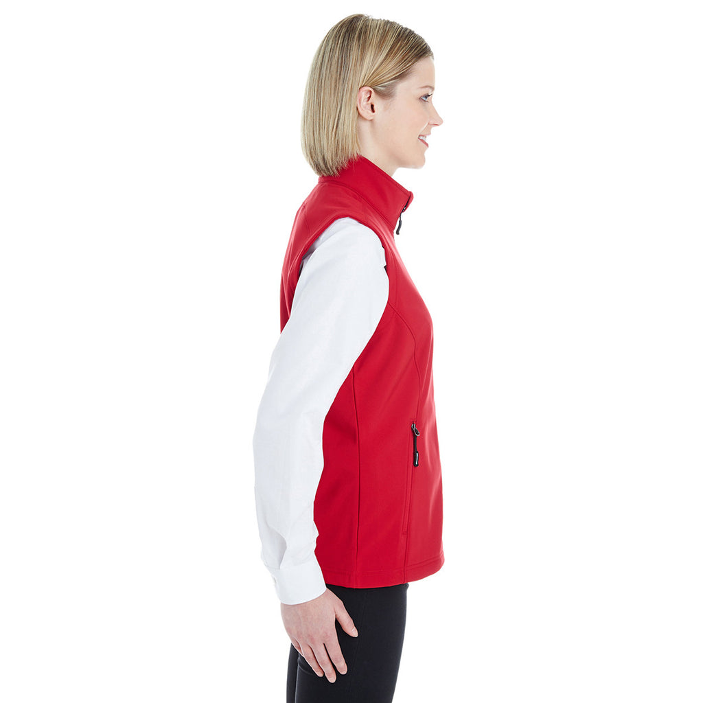 Core 365 Women's Classic Red Cruise Two-Layer Fleece Bonded Soft Shell Vest