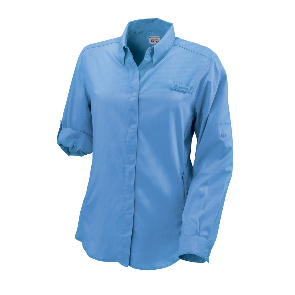 Columbia Women's White Cap Blue Tamiami II Long Sleeve Shirt