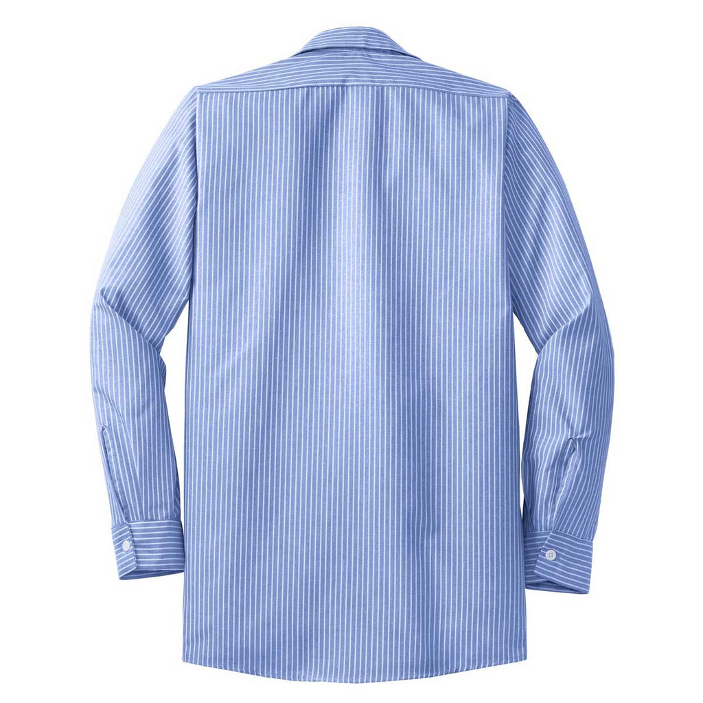 Red Kap Men's Blue/White Long Sleeve Striped Industrial Work Shirt