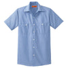 Red Kap Men's Tall Blue/White Short Sleeve Striped Industrial Work Shirt