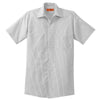 Red Kap Men's Grey/White Short Sleeve Striped Industrial Work Shirt