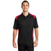 CornerStone Men's Black/Red Select Snag-Proof Two Way Colorblock Pocket Polo
