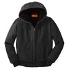 CornerStone Men's Black Washed Duck Cloth Insulated Hooded Work Jacket