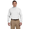 Devon & Jones Men's White Sueded Cotton Jersey Mock Turtleneck