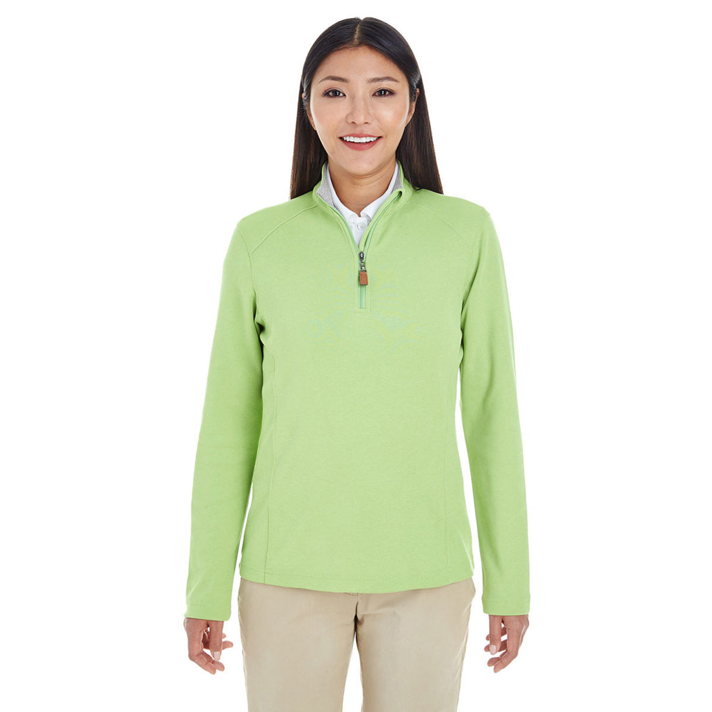 Devon & Jones Women's Lime/Grey Heather/Lime Drytec 20 Performance Quarter-zip