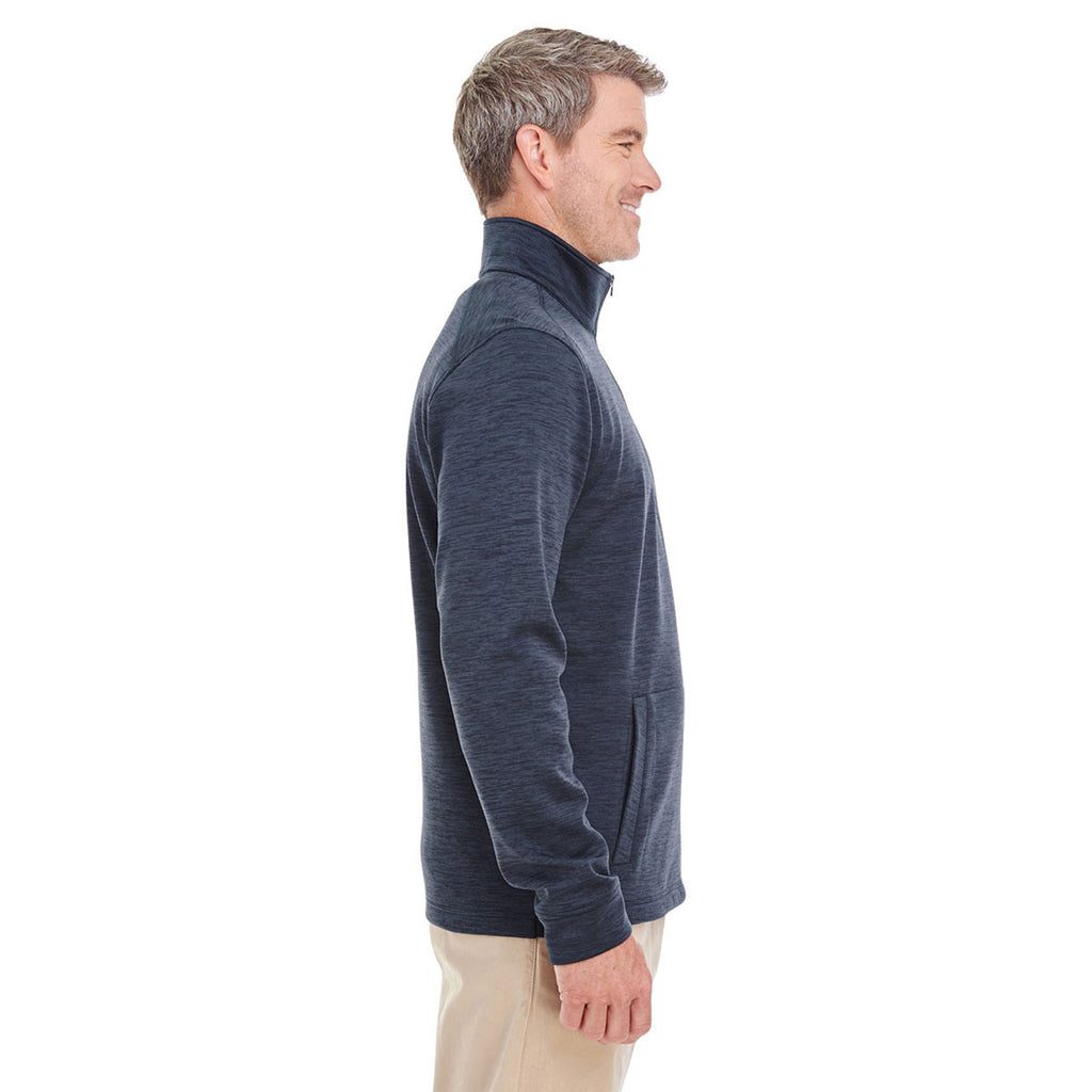 Devon & Jones Men's Navy Heather Newbury Melange Fleece Quarter-zip