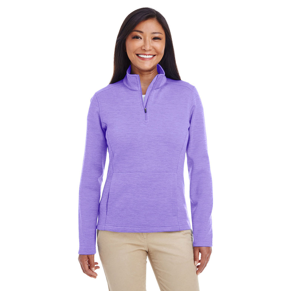 Devon & Jones Women's Grape Heather Newbury Melange Fleece Quarter-zip