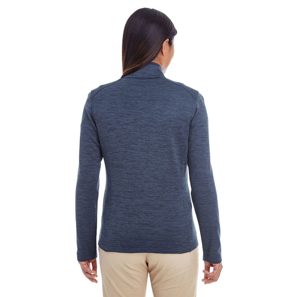 Devon & Jones Women's Navy Heather Newbury Melange Fleece Quarter-zip