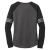 District Women's Heathered Charcoal/Black/Silver Game Long Sleeve V-Neck Tee