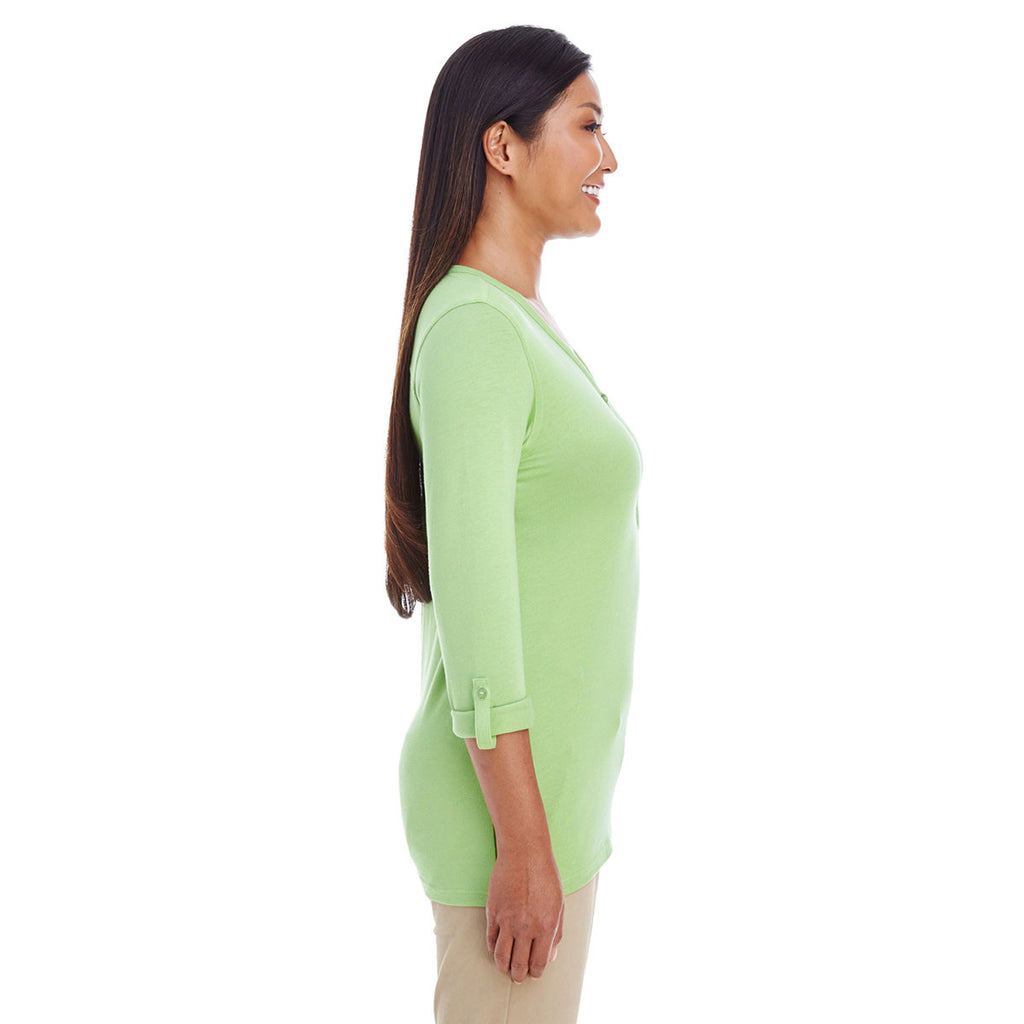 Devon & Jones Women's Lime Perfect Fit Y-Placket Convertible Sleeve Knit Top