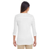 Devon & Jones Women's White Perfect Fit Y-Placket Convertible Sleeve Knit Top