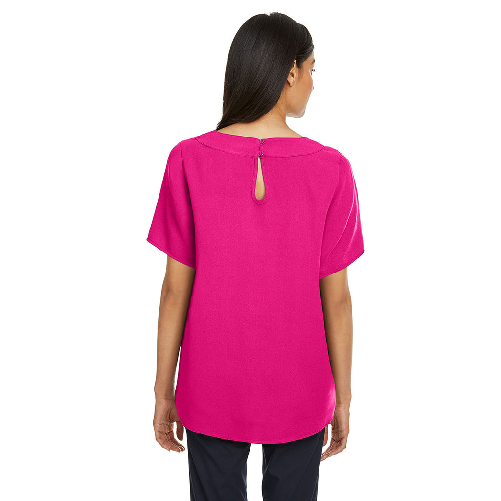 Devon & Jones Women's Crown Raspberry Perfect Fit Boat-Neck Blouse