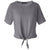 Devon & Jones Women's Graphite Perfect Fit Tie-Front Blouse