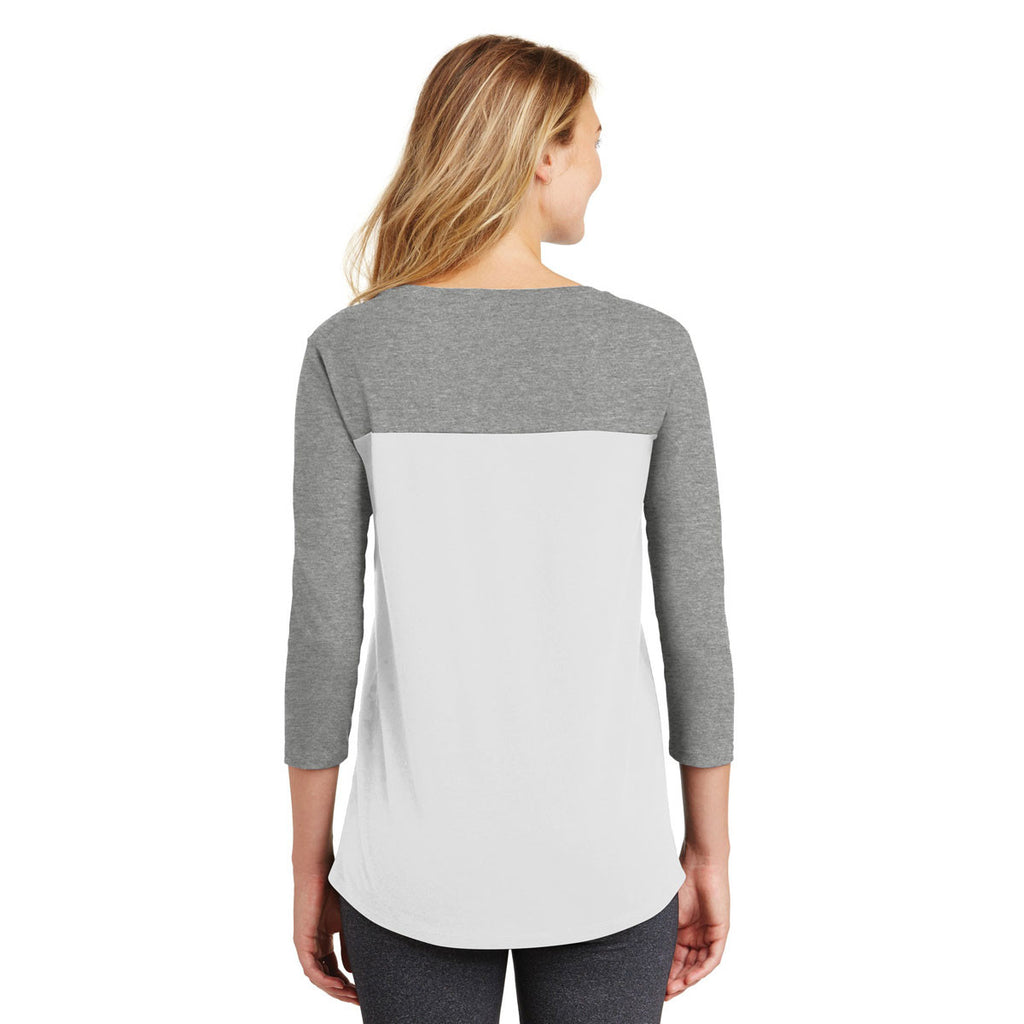 District Women's Grey Frost/White Rally 3/4-Sleeve Tee