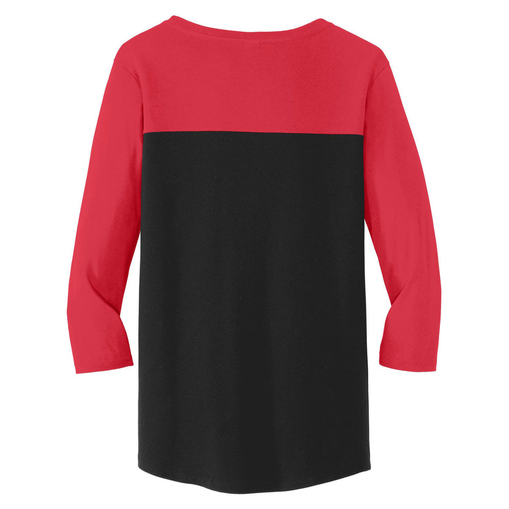 District Women's New Red/Black Rally 3/4-Sleeve Tee