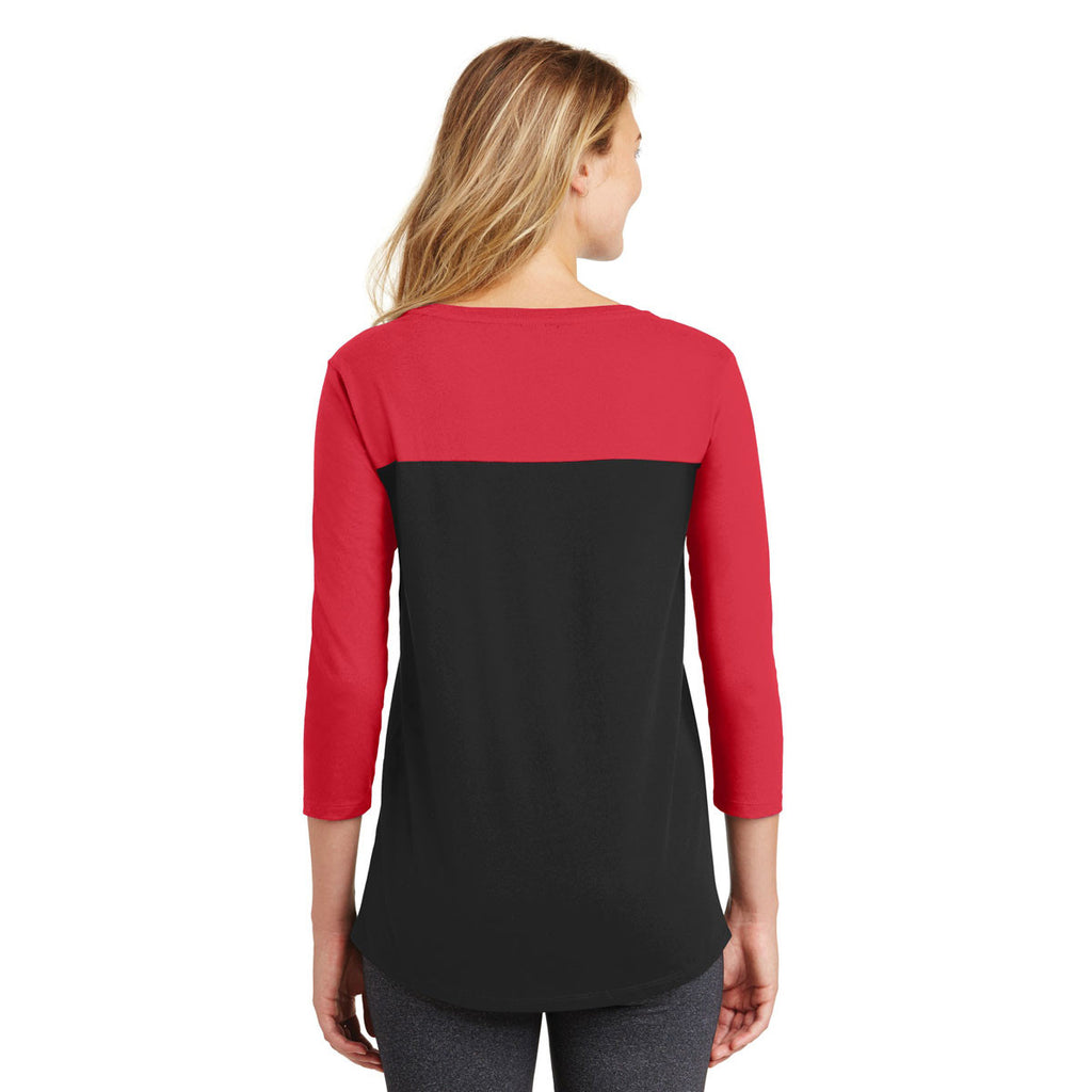 District Women's New Red/Black Rally 3/4-Sleeve Tee