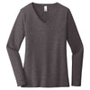 District Women's Heathered Charcoal Very Important Tee Long Sleeve V-Neck
