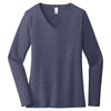 District Women's Heathered Navy Very Important Tee Long Sleeve V-Neck
