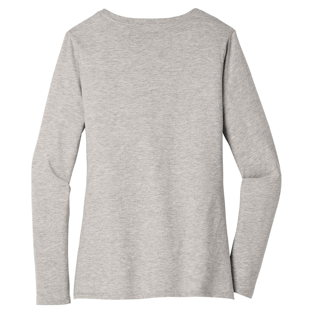 District Women's Light Heather Grey Very Important Tee Long Sleeve V-Neck