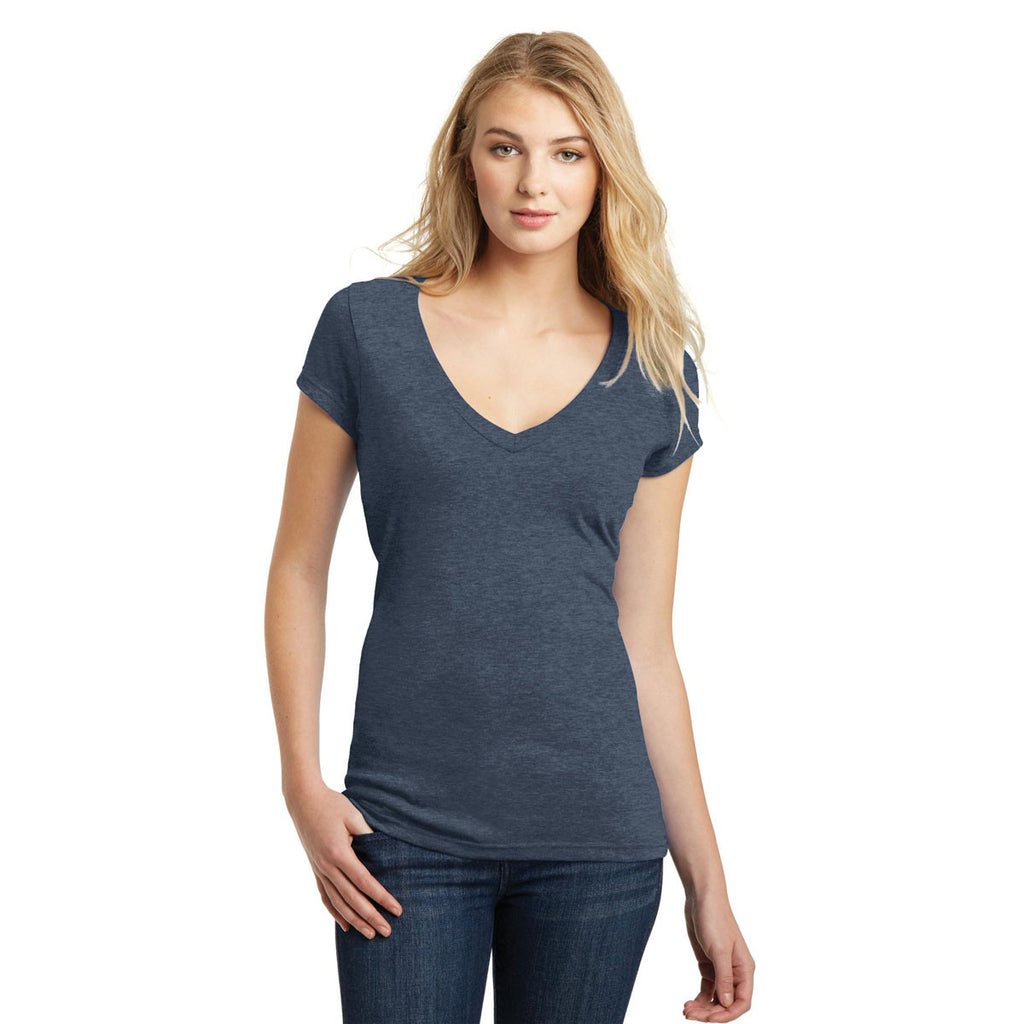 District Women's Heathered Navy Very Important Tee Deep V-Neck