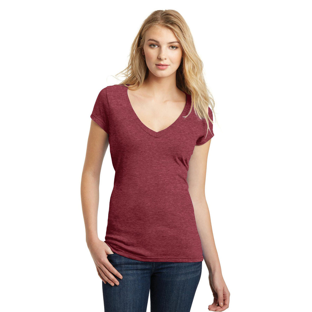 District Women's Heathered Red Very Important Tee Deep V-Neck