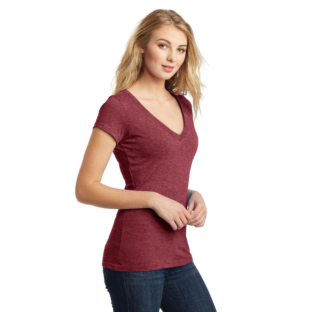 District Women's Heathered Red Very Important Tee Deep V-Neck