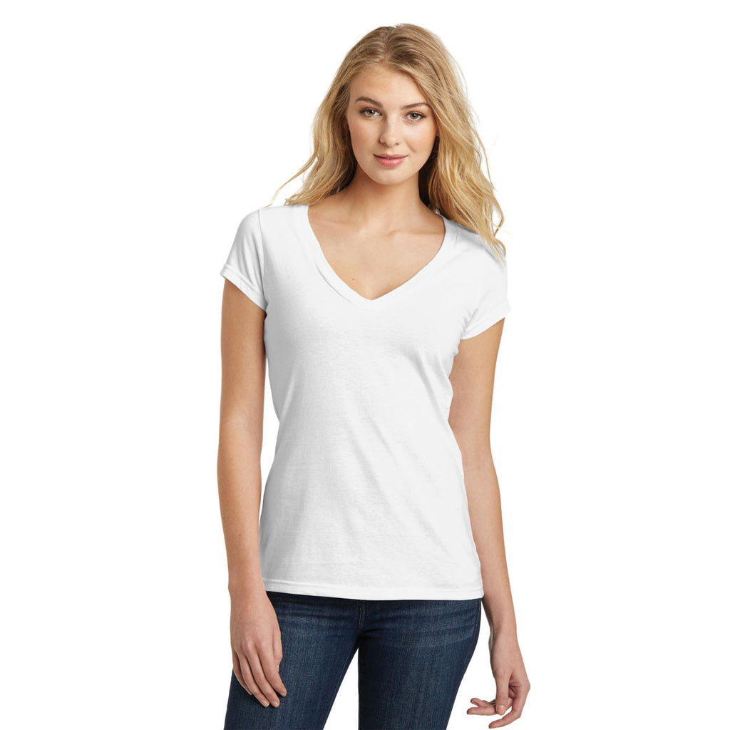 District Women's White Very Important Tee Deep V-Neck