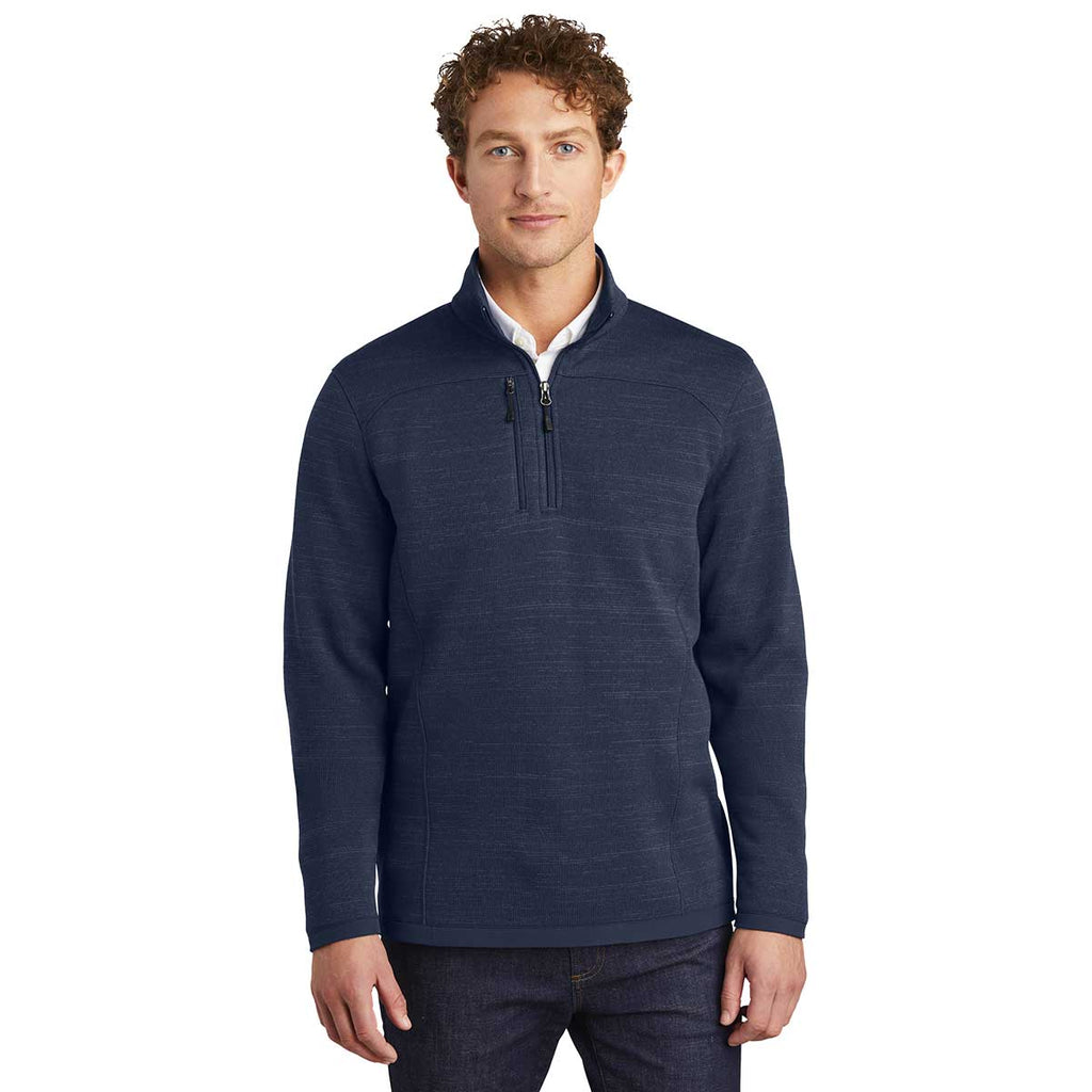 Eddie Bauer Men's River Blue Heather Sweater Fleece Quarter Zip