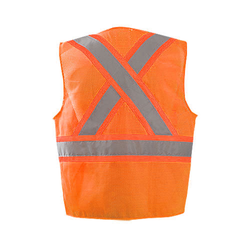 OccuNomix Men's Orange High Visibility Two-Tone Surveyor X Back Mesh Vest