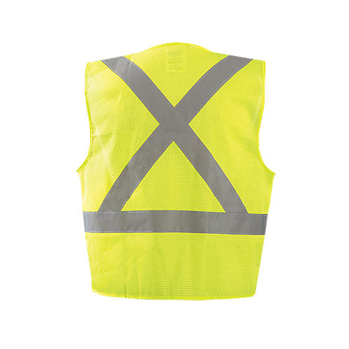 OccuNomix Men's Yellow Mesh X Back Vest with Zipper