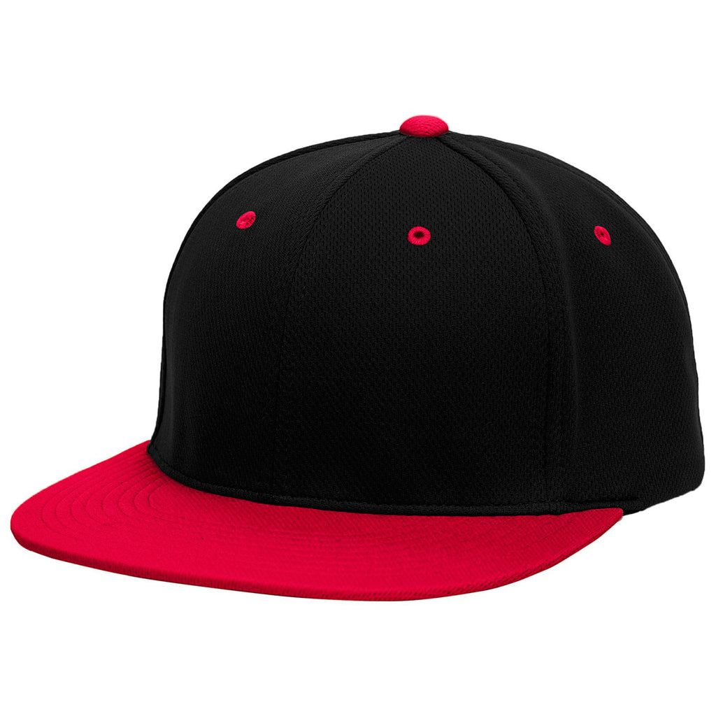 Pacific Headwear Black/Red Premium P-Tec FlexFit Cap