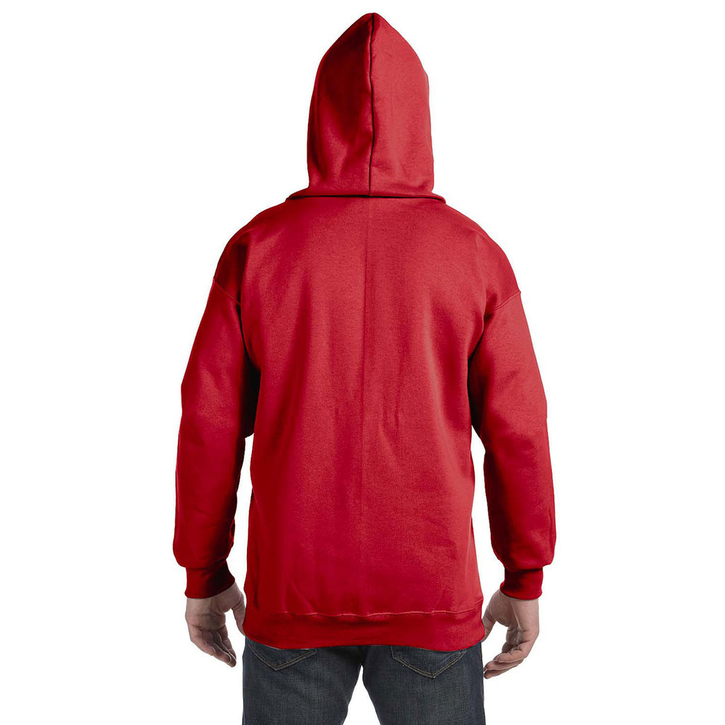 Hanes Men's Deep Red 9.7 oz. Ultimate Cotton 90/10 Full-Zip Hood